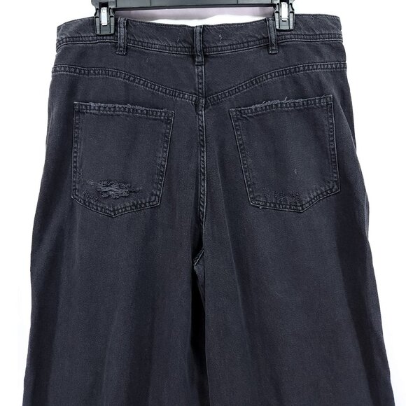 We The Free People Distress Baggy Jeans Size 30 Black Wide Leg Denim Button Fly - Picture 13 of 15